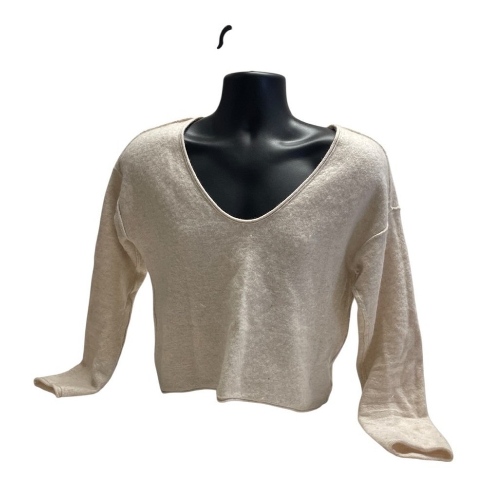 Free People Cream V-Neck Sweater